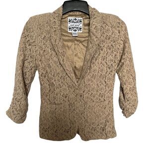Wet Seal Women's Beautiful Lace Beige Blazer Lined Size Large